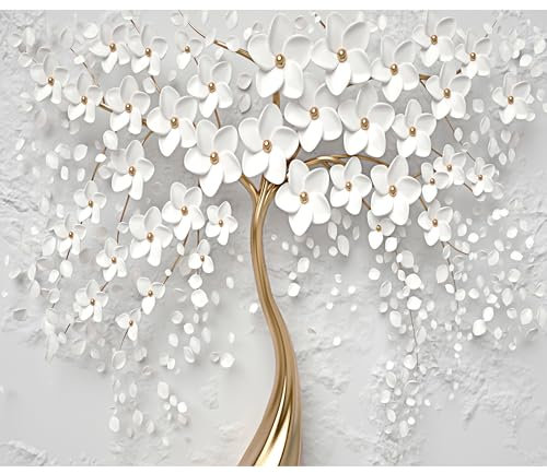 decomonkey Fototapete selbstklebend Blumen Baum 392x280 cm XL Selbstklebende Tapeten Wand Fototapeten Tapete Wandtapete klebend Klebefolie Ornament Modern