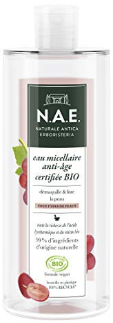 N.A.E. Eau Micellaire Démaquillante Nettoyante Anti-âge Enrichie en Extrait de Raisin, Bio, 500ml
