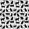 Pingianer 100x160cm Katze 100% Baumwolle Baumwollstoff Kinder Meterware Handwerken Nähen Stoff (Katze Silhouette Weiß Schwarz, 100x160cm (11,99€/m))