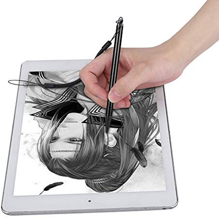 143 Stylet de Stylo de Peinture Tactile d'écran avec Corde à Ressort pour Navigatior de Voiture PDA POS et Autres appareils à écran Tactile résistif(Noir)