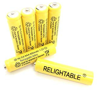 RELIGHTABLE NiCd AA/AAA 600mAh 1.2V Rechargeable Batteries for Solar Lights, Garden Lights and Remotes (6PCS AAA 600mAh Batteries)