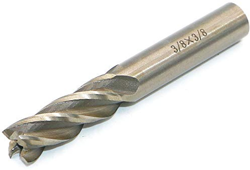 Fresa de extremo de 3/8 pulgadas de diámetro de corte de 3/8 pulgadas, vástago de 4 flautas, broca de extremo HSS, cortador de fresa de extremo CNC para madera, aluminio, acero, titanio, espuma