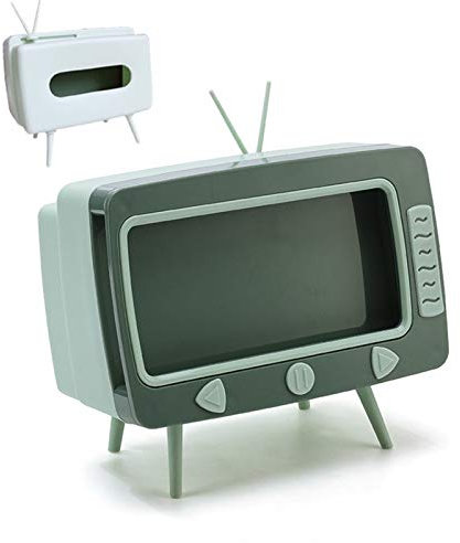 SGVAHY Kreative Taschentuchbox mit Handy-Ständer, einzigartiges lustiges TV-Design, kompatibel mit allen Handys für Schlafzimmer und Bürozimmer (grün)