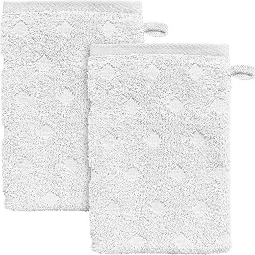 Erwin Müller Walk-Frottier Waschhandschuh 2er-Pack Baden Baden weiß Größe 15x21 cm - extra saugstark, schnell trocknend, samtweich