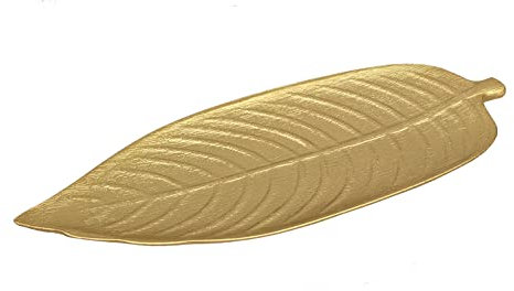 Ciotola decorativa in legno a forma di foglia (n. 5, oro lungo), elegante piatto decorativo in legno, piatto di frutta, ciotola decorativa, vassoio da servizio, decorazione naturale accessorio per la