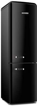 Severin - Frigorífico combi retro de 250 l, Total No Frost, frigorífico y congelador combinado de 2 puertas, altura 186,5 cm, bajo consumo y silencioso, negro, RKG 8928