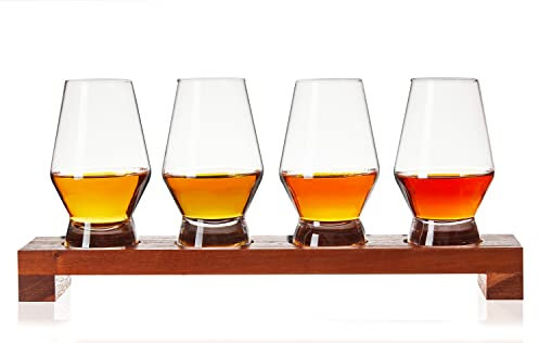 Viski 10857 Spirits Tasting Flight Serving Sets, Glass, Clear