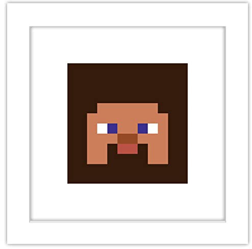 Trends International Gallery Pops Minecraft: Iconic Pixels – Mobs – Steve Wandkunst, weiß gerahmt, 30,5 x 30,5 cm