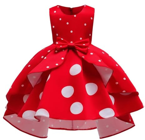 Lito Angels Mädchen Punkte-Prinzessin Kostümkleid, Weiß/Rot | Punkte-Kleid, ärmellos, Verkleidung, Halloween-Outfit, Welttag des Buches, Geburtstagsparty