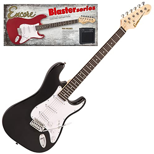 Encore E60 Blaster E-Gitarren-Set, glänzend, Schwarz