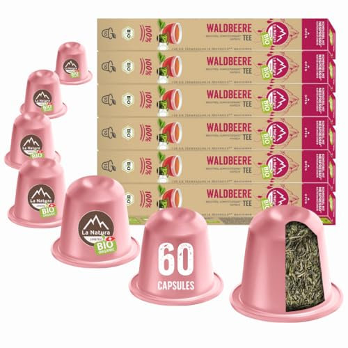 La Natura Lifestyle Thé Bio aux Baies Sauvages - 60 capsules de thé compatibles avec les machines à capsules Nespresso®³ - 100% compostables industriellement - respectueuses de l'environnement