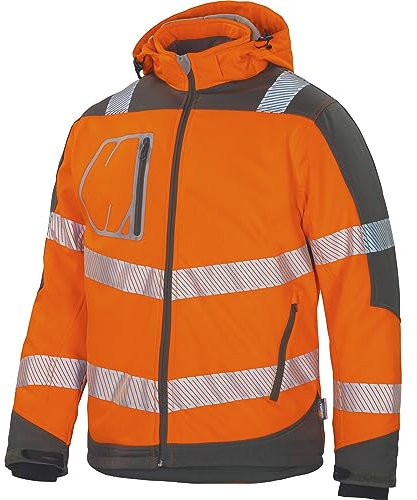Vizwell Winter Softshelljacke Warnschutz Jacke Winterjacke leuchtorange-grau (as3, alpha, m, regular, regular, M)
