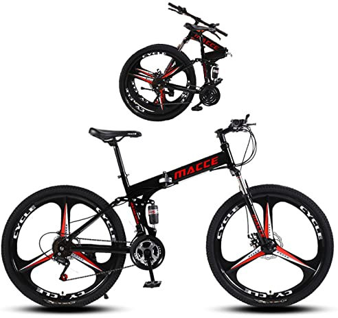 Faltrad-Klapprad für Erwachsene Discbremse Faltfahrrad-Herren-Damen 30 Gang Kettenschaltung Folding City Bike Rahmen Aus Kohlenstoffstahl,Black / 3 / 24inch