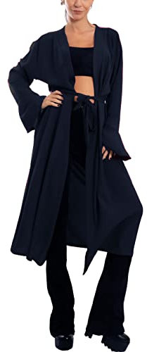 Toocool Spolverino Donna Lungo Elegante Leggero Maniche Lunghe VB-5135 [Taglia Unica,Blu Scuro]