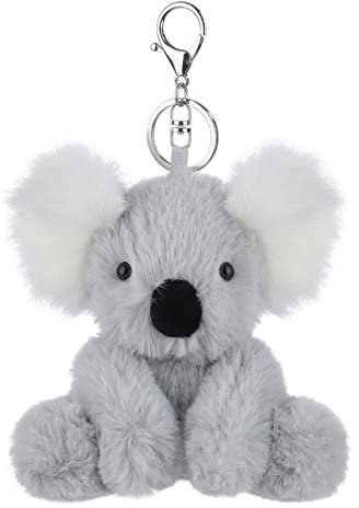 Apricot Lamb Porte-clés en peluche koala 12 cm, porte-bonheur, cadeaux pour petite amie ou ami, porte-clés de voiture, cadeau pour permis de conduire, femmes, filles, enfants, gris, 12cm