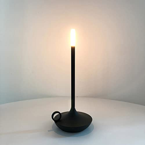 CYGEVUGL LED Candlelight Dinner Atmosphere Lamp, 2500mAh Battery Powered Cordless Bedside Lamp 3 Level Brightness Adjustable Touch Table Lamp for Bar/Coffee/Restaurant/Camping,Black