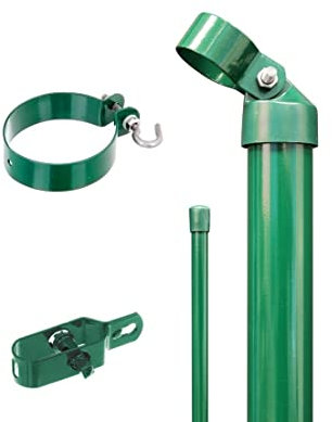 Alberts 601157 Zaunanschluss-Set zweiseitige Verbindung für Wellengittertor an Maschendrahtzaun | Set,2s | zinkphosphatiert grün | zum Einbetonieren | Torpfosten-Ø: 76 mm | Zaunhöhe: 800 mm