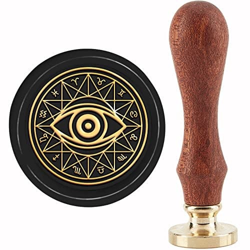 craspire Auge des Horus Wachssiegelstempel Konstellation Magischer Kreis Siegelstempel Kupfersiegel 30 mm Retro Abnehmbarer Messingstempelkopf Mit Holzgriff Für Umschläge Hochzeit