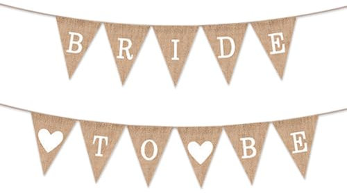 Banderines Triangulares Arpillera Bride To Be Decoracion, Guirnalda Banderas Yute Banner, Arpillera Banner para Decoración de Bodas Ceremonia de Boda Despedida de Soltera