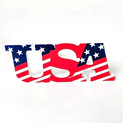 Patriotische Holzplaque Am 4. Juli Wahlverzierung Amerikanische Flagge Usa Brieftisch Schild Herzstück Home Tischdekoration