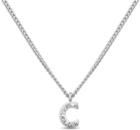 GD GOOD.designs Kette mit Buchstaben C Silber für Damen I Hautverträgliche Halskette mit initialen Anhänger I Silberne 316L Edelstahl Buchstabenkette - Valentinstag-Geschenk für Sie und Ihn