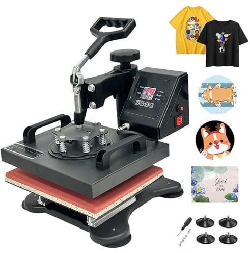 30x25cm 12“x10” Sublimation Heat Press Machine, Transfer Press T-Shirt Textile Printing Machine, 360 Swing Away