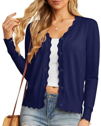 GRECERELLE Oversized Cardigan for Women Long Sleeve Open Front Cardigans Loose Long Sleeve Knitwear Knitted (Navy Blue, M)