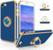 SouliGo iPhone SE Hülle, iPhone 7/8 Hülle Handyhülle, Slim Weiche TPU Silikon Case mit 360 Grad Ring Halter Ständer stabil Kratzfest Hülle für iPhone 7/8/SE 2020 2022 Blau Gold