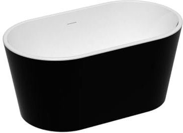 Vente-unique-Baignoire îlot ovale - 180L - 130 x 71 x 58 cm - Noire - Acrylique - APOGON