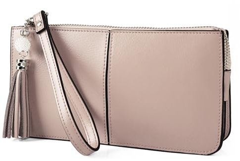 befen Genuine Leather Wristlet Clutch Cell Phone Purse and Handbags for Women, RFID Blocking Womens Large Capacity Wallet Zip Pocket Card Holder Small Clutch Bag