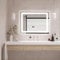 pro.tec Espejo de Pared Casoli con LED Espejo Inteligente para Baño Reloj Interruptor Táctil Horizontal 3 Opciones de Temperatura de Luz Blanca Aluminio + Cristal 60 x 80 x 3,5 cm - Plateado