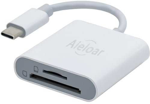 USB C SD Card Reader,Aieloar Memory Card Adapter with SD & TF Card Slots, Plug and Play