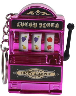 Oshhni Mini Spielautomaten Spielzeug Schlüsselanhänger, Mini Slot Machine Keychain, Kreatives Interessantes Spielzeug Obstmaschine, Lustige Taschenanhänger für Kinder Erwachsene Geschenk, violett