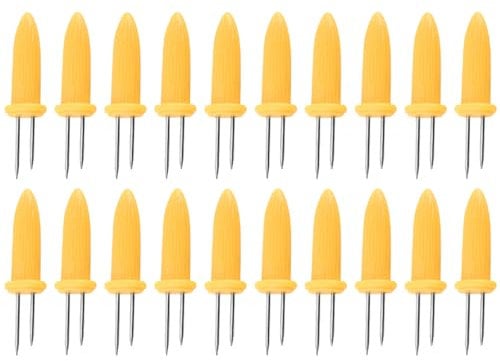 TNSRAY 20 Stück Maiskolbenspieße, Mais-Gabel, rostfrei - Wiederverwendbare Maisspieße, Maiskolbenhalter Grillzubehör Edelstahl Maishalter Maiskolben Nadel Schaschlikspieße Food Fruit Forks Outdoor