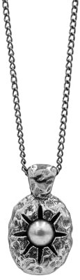 HG HAZE & GLORY Halskette Damen aus 925 Sterling Silber, Schmuck Frauen, Silberkette mit Anhänger, mit Süßwasserzuchtperle, Vintage, Mutiara Star, vergoldet, 45 cm