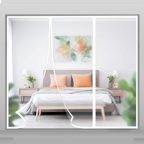 Finestra magnetica anti-insetti fai-da-te,100x250cm,telaio magnetico per zanzariera, tessuto anti-insetti Bianco