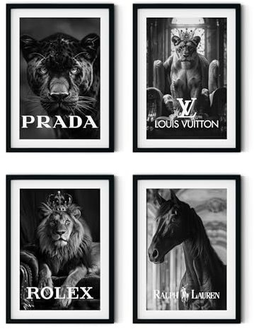 MJ-GRAPHICS® | Mood Poster Set Fashion Luxus - Schwarz-Weiß - Elegant, Luxuriös, Boutique Lifestyle, Mode - Dekorative Wandkunst Premium für Schlafzimmer Wohnzimmer - 4xA4 Kunstdrucke - ohne Rahmen