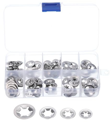 QUARKZMAN 160Stk Innere Zahn Unterlegscheiben Set 4 Größen M3/M4/M5/M6 Schnellverschluss Sternverriegelung Unterlegscheiben 304 Edelstahl Aufsteckbare Schnellspanner Verschlüsse