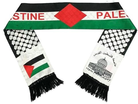 HREDZEO Palestine Flag Scarf,Schal Palästina Palästina Flagge Schal Doppelte Seite Doppelte Seit Schal Double Side Satin Palestinian Shawl für Männer Frauen Hochzeit