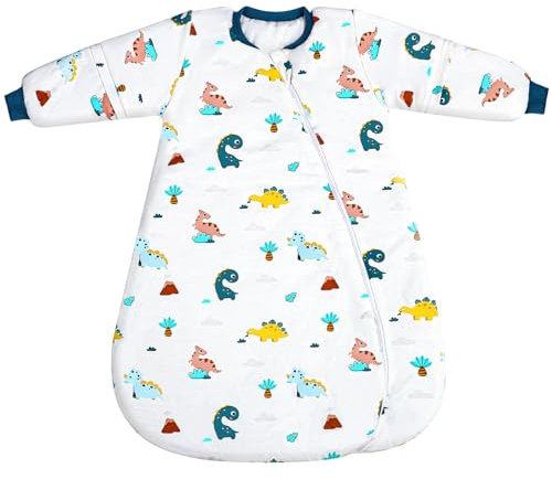 Lanjue Schlafsack Baby Winter, Baby Schlafsack 3.5 Tog mit Abnehmbaren Ärmeln Bio Baumwolle Babyschlafsack für Säuglinge Kleinkinder, 18-36 Monate