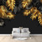 Papier Peint Style Planter Des Feuilles De Palmier Intissé, Noir Et Or Panoramique 3D Papier Mural 200 x 140 cm Luxueux poster geant Décoration murale fond Papier peint pour différentes pièces
