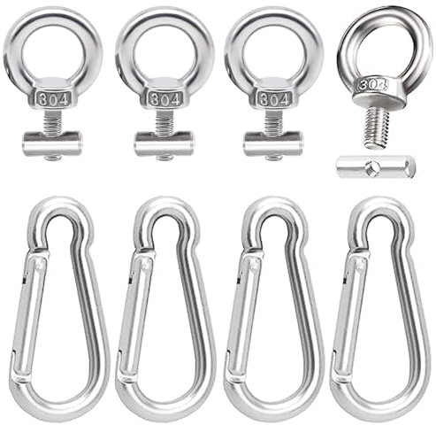 TKSE Awning Rail Stoppers,4pcs Stoppers for Piping Rail 5-8 mm, Stainless Steel Awning Stopper with Carabiner Awning Hooks Camping Blocking Kit for Piping Rail Caravan Motorhome Campervan