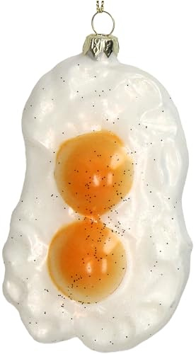 HD Collection Christbaumschmuck Glas 12cm - Spiegeleier Figur zum Aufhängen - handbemalt - Christbaum Weihnachtsbaum Anhänger für Weihnachten - Christbaumanhänger & Weihnachtsbaumschmuck - Weiß