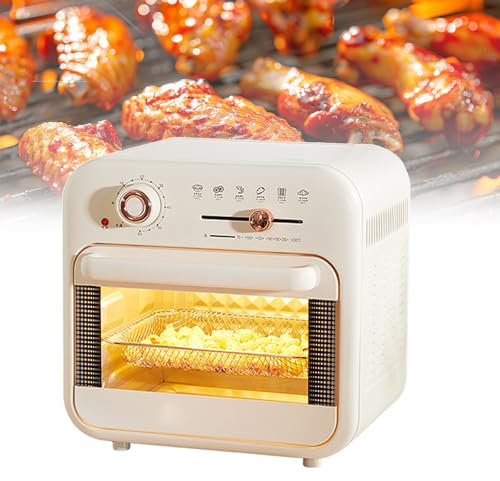 CHONGHAN Air Fryer Toaster Oven Combo,Retro Convection Oven Countertop,Bake Toast Broil Air Fry, 1300w Rapid Heating, 32°F - 446°F, Non-Stick, Control Knobs,Toast, Pizza And Rotisserie