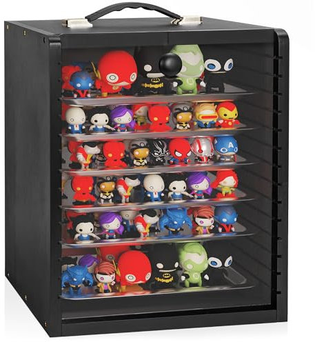 IPEB Miniature Carrying Case with 6 Trays Wooden Miniature Display Case Figures Transport case for Collectibles Miniatures