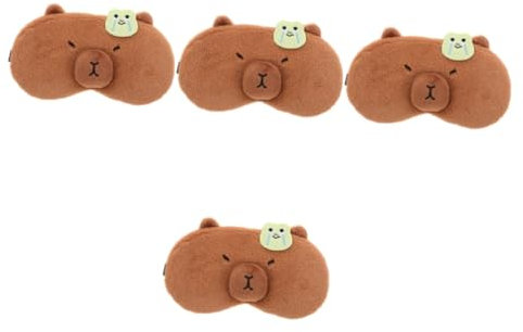 Ipetboom 4 Stück Capybara-Augenklappe Plüsch Nackenkissen aus Memory-Schaum Babywiege Schlafmaske Schlafbrille entzückende Augenmaske Damen Herren Lidschatten 95% wasserabsorbierendes Harz