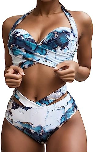 TYUIOP Damen Bikini Set mit kontrastpaspeln Triangel Brazilian bademode Zweiteiliger Badeanzug