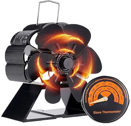 JIMBON 6 Blade Mini Stove Fans, Log Burner Fan Heat Powered Fireplace Fan, Wood Burner Fans Silent Operation, Stove Fans Log Burners/Small Stove Fan for Home Wood Burning