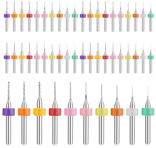Micro Drill Bit Set Micro Drill Bits Tungsten - 50 Pcs Precision Tiny Mini Bits Shank - Drill Set for Print Rough Stone Jewelry Punching Engraving CNC Router Circuit Board Flute(0.3-1.2 mm)