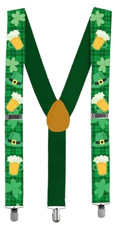 THE REPLICANT Hosenträger zum St. Patrick's Day mit Biermotiv, Einheitsgröße